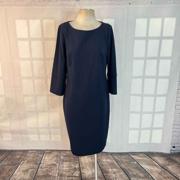 Calvin Klein Dresses & Skirts - Calvin Klein navy blue long sleeve sheath dress size 14